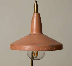 Pierce & Ward PAIR OF ITALIAN MID CENTURY BLUSH WITCH HAT TABLE LAMPS | Lighting