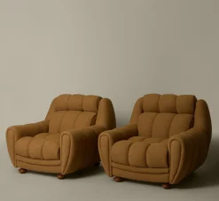 Pierce & Ward PAIR OF 196OS ITALIAN CLUB CHAIRS IN TURMERIC LINEN | Furniture