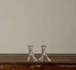 Pierce & Ward PAIR OF 1930S CZECH BOHEMIAN GLASS CANDLESTICK HOLDERS | Candlesticks & Candles