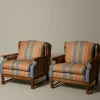 Pierce & Ward PAIR OF 1970S OAK ARMCHAIRS BY HENNING KJAERNULF IN LA HAVRE STRIPE BY JASPER | Furniture