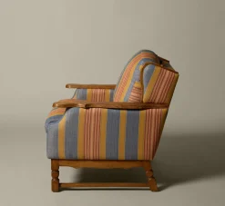 Pierce & Ward PAIR OF 1970S OAK ARMCHAIRS BY HENNING KJAERNULF IN LA HAVRE STRIPE BY JASPER | Furniture