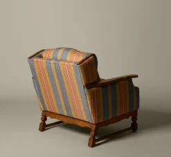 Pierce & Ward PAIR OF 1970S OAK ARMCHAIRS BY HENNING KJAERNULF IN LA HAVRE STRIPE BY JASPER | Furniture