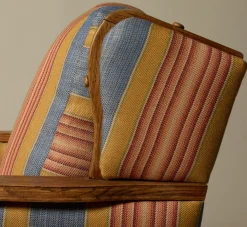 Pierce & Ward PAIR OF 1970S OAK ARMCHAIRS BY HENNING KJAERNULF IN LA HAVRE STRIPE BY JASPER | Furniture