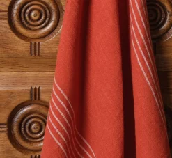 Pierce & Ward PICNIC STRIPE LINEN TEA TOWEL IN CLAY | Kitchen