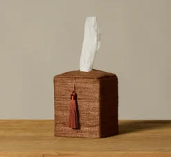 Pierce & Ward ACORN TISSUE BOX COVER IN RAW SILK | Pierce & Ward Collection