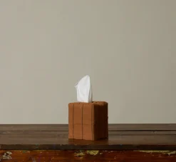 Pierce & Ward CARAMEL LINEN STRIPE TISSUE BOX COVER | Pierce & Ward Collection
