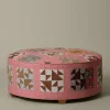Pierce & Ward CIRCLE OTTOMAN IN DAISY PATCHWORK | Pierce & Ward Collection
