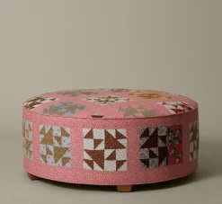 Pierce & Ward CIRCLE OTTOMAN IN DAISY PATCHWORK | Pierce & Ward Collection