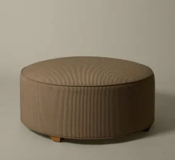 Pierce & Ward CIRCLE OTTOMAN IN ESSEX STRIPE | Furniture | Pierce & Ward Collection