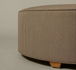 Pierce & Ward CIRCLE OTTOMAN IN ESSEX STRIPE | Furniture | Pierce & Ward Collection