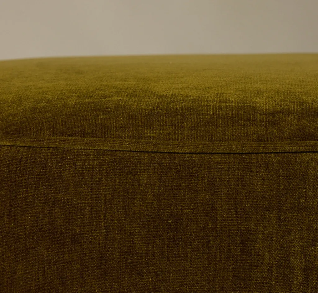 Pierce & Ward CIRCLE OTTOMAN IN OLIVE CHENILLE | Furniture | Pierce & Ward Collection