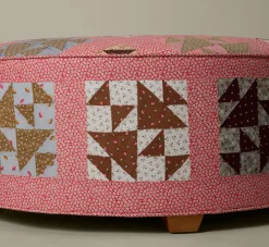 Pierce & Ward CIRCLE OTTOMAN IN DAISY PATCHWORK | Pierce & Ward Collection