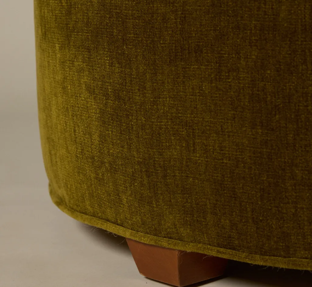 Pierce & Ward CIRCLE OTTOMAN IN OLIVE CHENILLE | Furniture | Pierce & Ward Collection