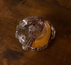 Pierce & Ward HAND BLOWN GLASS ASH TRAY IN GOLD TONES | Pierce & Ward Collection