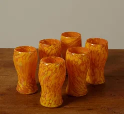 Pierce & Ward HAND BLOWN SWIRL GLASSES IN TANGERINE AND DANDELION | Kitchen | Pierce & Ward Collection