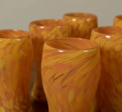 Pierce & Ward HAND BLOWN SWIRL GLASSES IN TANGERINE AND DANDELION | Kitchen | Pierce & Ward Collection