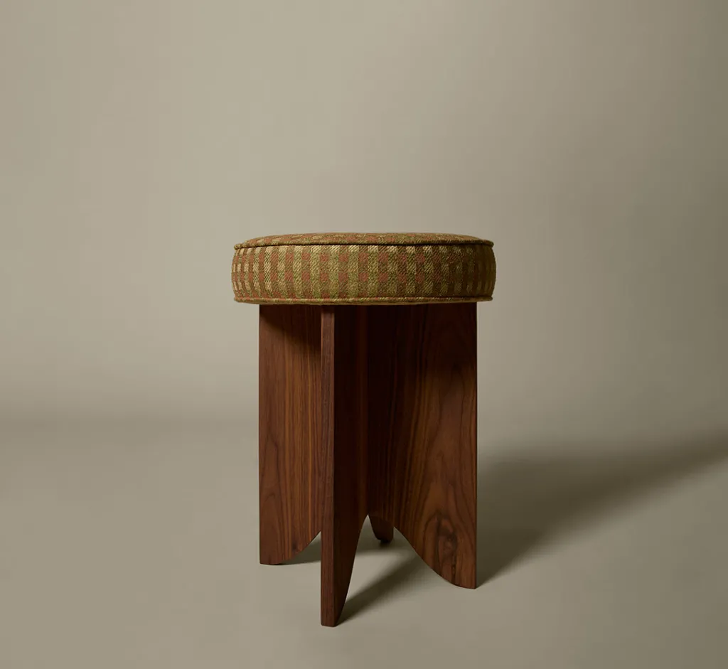 Pierce & Ward LLOYD SIDE STOOL IN RAW SILK CHECK | Furniture | Pierce & Ward Collection