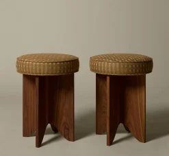 Pierce & Ward LLOYD SIDE STOOL IN RAW SILK CHECK | Furniture | Pierce & Ward Collection