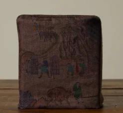Pierce & Ward VILLAGE SCENE IN PLUM LINEN TISSUE BOX COVER | Pierce & Ward Collection