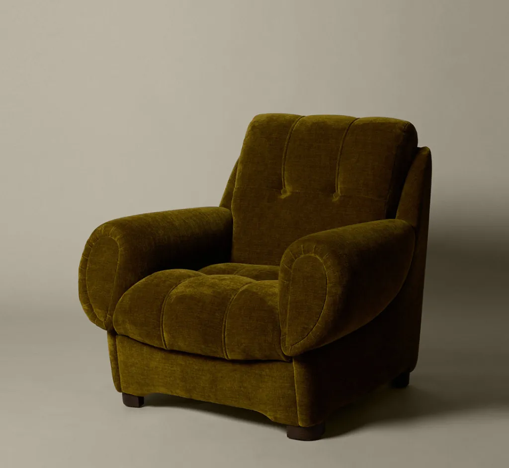 Pierce & Ward VITTI CHAIR IN OLIVE GREEN CHENILLE | Furniture | Pierce & Ward Collection