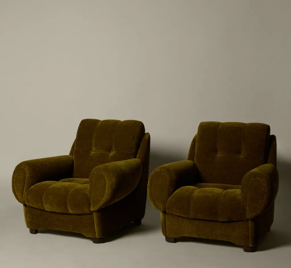 Pierce & Ward VITTI CHAIR IN OLIVE GREEN CHENILLE | Furniture | Pierce & Ward Collection