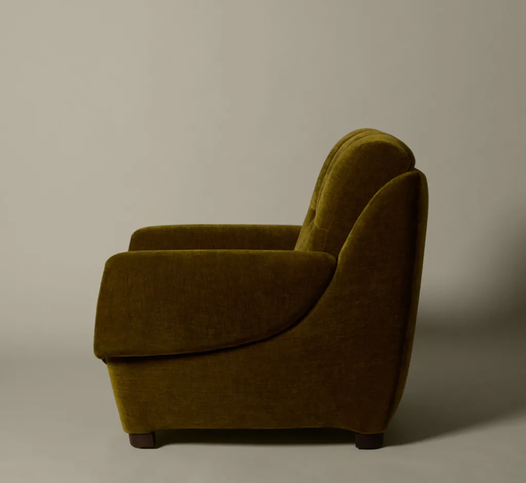 Pierce & Ward VITTI CHAIR IN OLIVE GREEN CHENILLE | Furniture | Pierce & Ward Collection