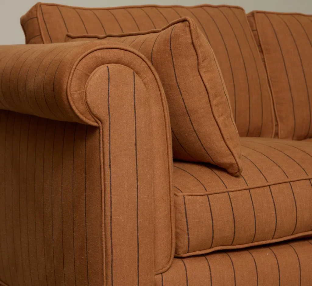 Pierce & Ward POST MODERN SOFA IN LINEN STRIPE | Furniture