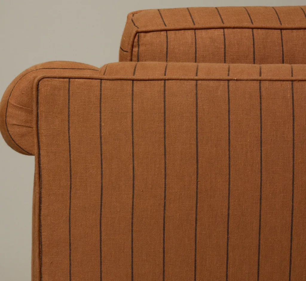 Pierce & Ward POST MODERN SOFA IN LINEN STRIPE | Furniture