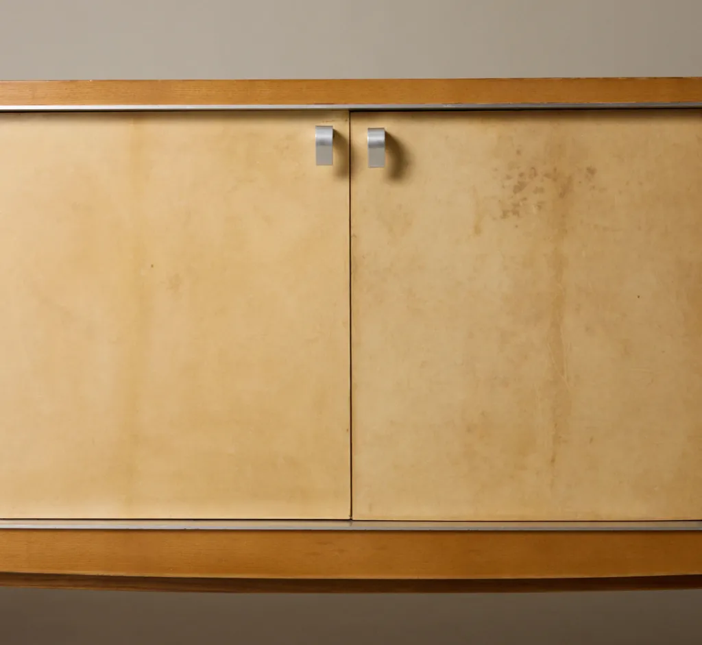 Pierce & Ward 1960S FRENCH ELM SIDEBOARD WITH PARCHMENT COVERED FACADE | Furniture