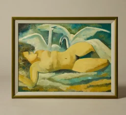 Pierce & Ward 1960S FRENCH EXPRESSIONIST NUDE WITH SWANS | Art