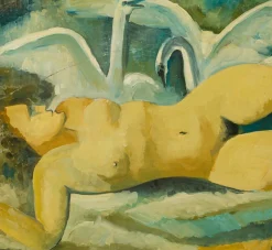 Pierce & Ward 1960S FRENCH EXPRESSIONIST NUDE WITH SWANS | Art