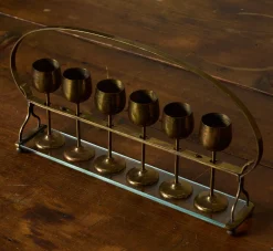 Pierce & Ward 1930S ITALIAN ART DECO BRASS AND GLASS GOBLET SET | Objets D'Art