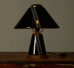 Pierce & Ward 1960S ITALIAN BLACK GLASS AND BRASS TABLE LAMP | Lighting