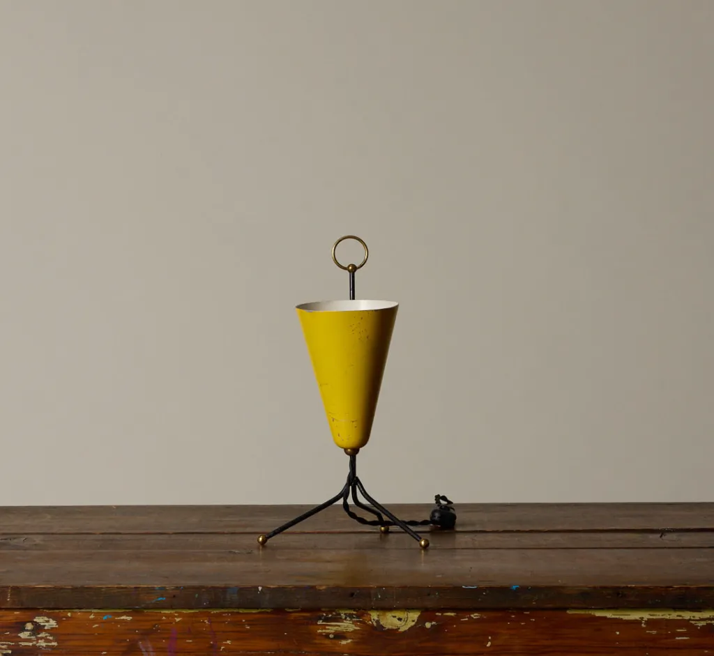 Pierce & Ward 1950S ITALIAN YELLOW CONICAL TRIPOD LAMP | Lighting