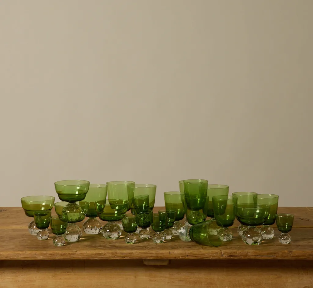 Pierce & Ward 1960S KARL ERICKSON CONTROLLED BUBBLE GREEN GLASSWARE | Kitchen