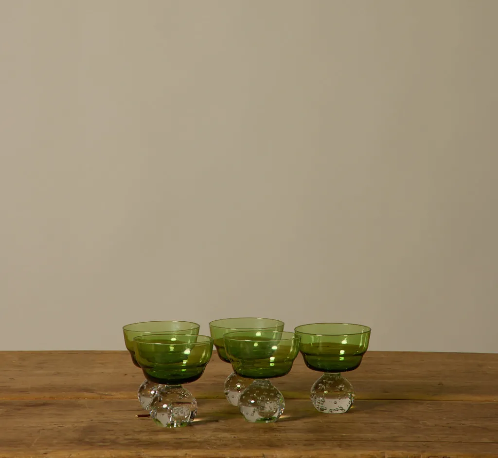 Pierce & Ward 1960S KARL ERICKSON CONTROLLED BUBBLE GREEN GLASSWARE | Kitchen