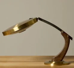 Pierce & Ward 1960S MID CENTURY FASE MADRID OAK AND GOLD DESK LAMP BY LUIS PEREZ DE LA OLIVA | Lighting