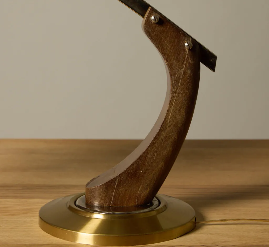 Pierce & Ward 1960S MID CENTURY FASE MADRID OAK AND GOLD DESK LAMP BY LUIS PEREZ DE LA OLIVA | Lighting