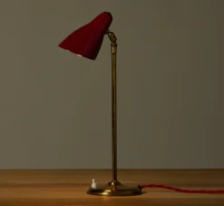 Pierce & Ward 1950S UPRIGHT ITALIAN BRASS AND RED ENAMEL TABLE LAMP | Lighting