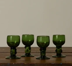 Pierce & Ward SET OF 4 EARLY 20TH CENTURY RUSSIAN GOBLETS IN RARE GREEN GLASS | Kitchen