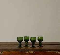 Pierce & Ward SET OF 4 EARLY 20TH CENTURY RUSSIAN GOBLETS IN RARE GREEN GLASS | Kitchen