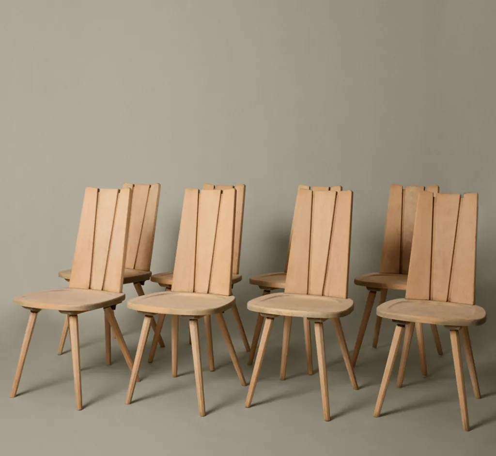 Pierce & Ward SET OF 8 1970S FRENCH BRUTALIST DINING CHAIRS | Furniture