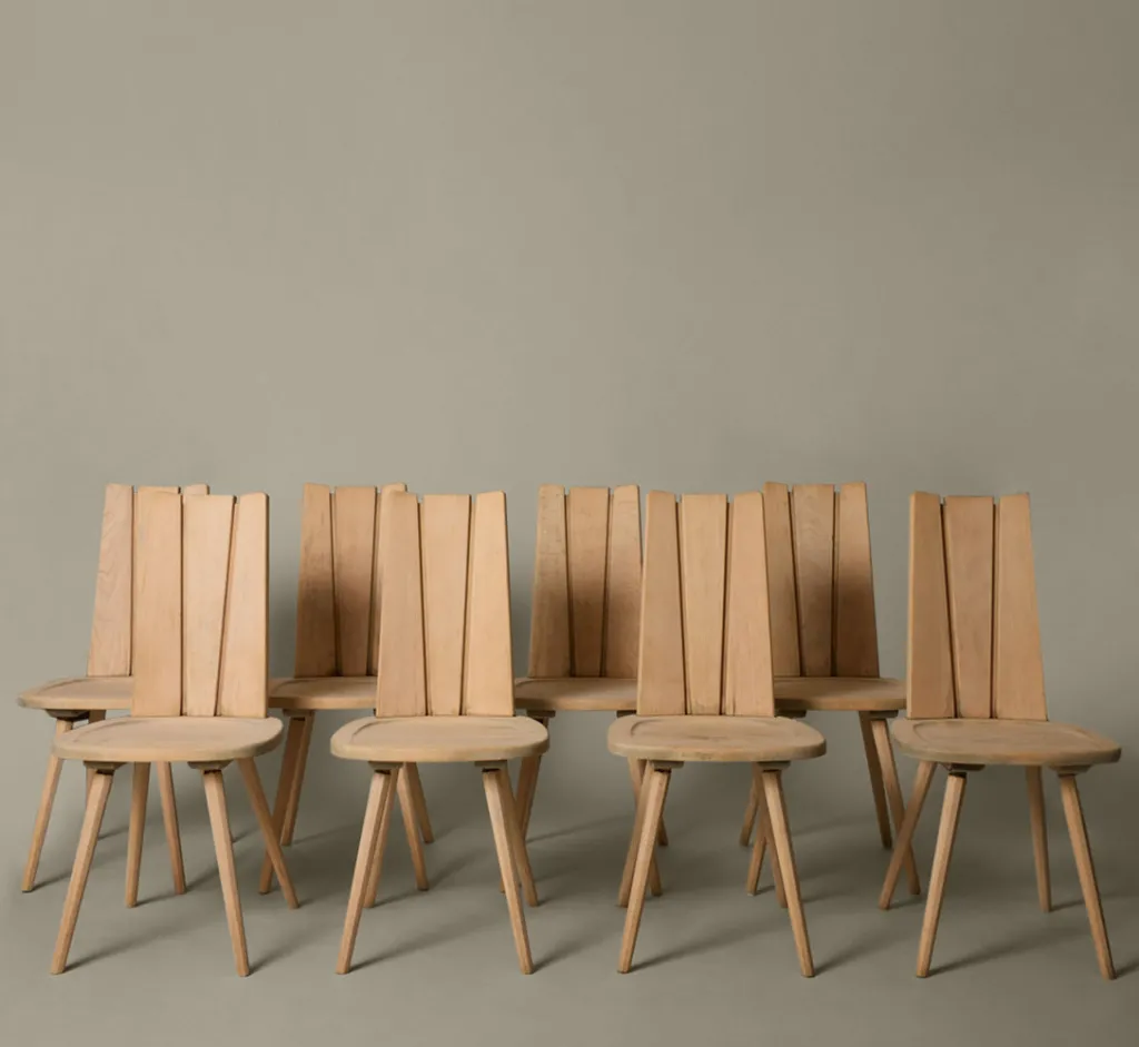 Pierce & Ward SET OF 8 1970S FRENCH BRUTALIST DINING CHAIRS | Furniture