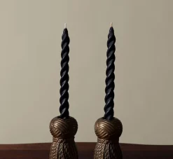 Pierce & Ward SPIRAL TAPER BEESWAX CANDLE BLACK | Candlesticks & Candles