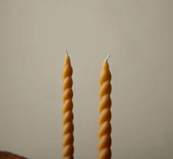 Pierce & Ward SPIRAL TAPER BEESWAX CANDLE NATURAL | Candlesticks & Candles