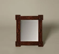Pierce & Ward 19TH CENTURY DIAMOND INLAY TRAMP ART MIRROR | Mirrors