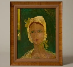 Pierce & Ward 20TH CENTURY FOLK ART PORTRAIT IN GREEN | Art