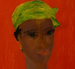 Pierce & Ward 20TH CENTURY FOLK ART PORTRAIT IN ORANGE | Art