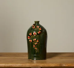 Pierce & Ward VINTAGE FOLK ART JUG WITH CORAL SNAKE | Ceramics | Vessels