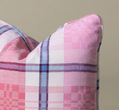 Pierce & Ward VINTAGE PLAID PINK AND BLUE PILLOW | Pillows | Pierce & Ward Collection